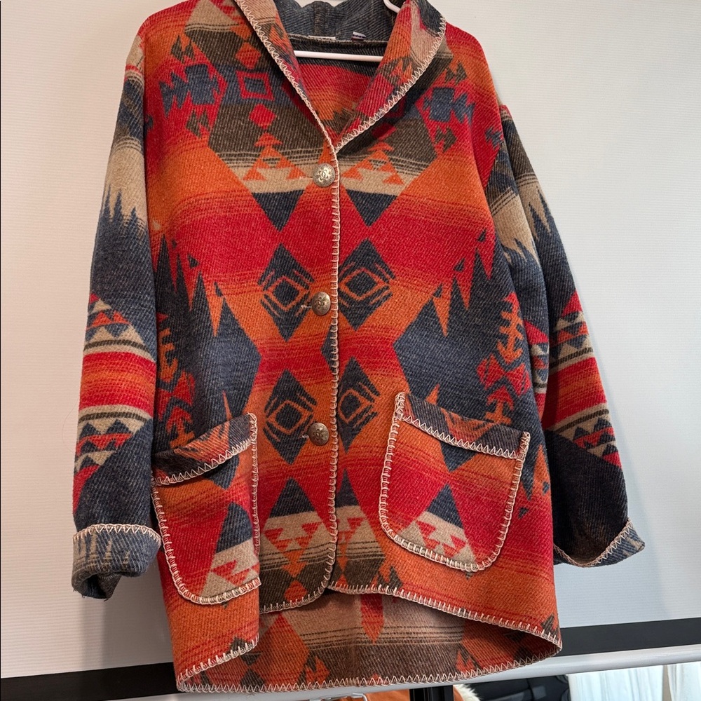 Western Jacket Bohemian Tribal Pattern Button-Up Jacket